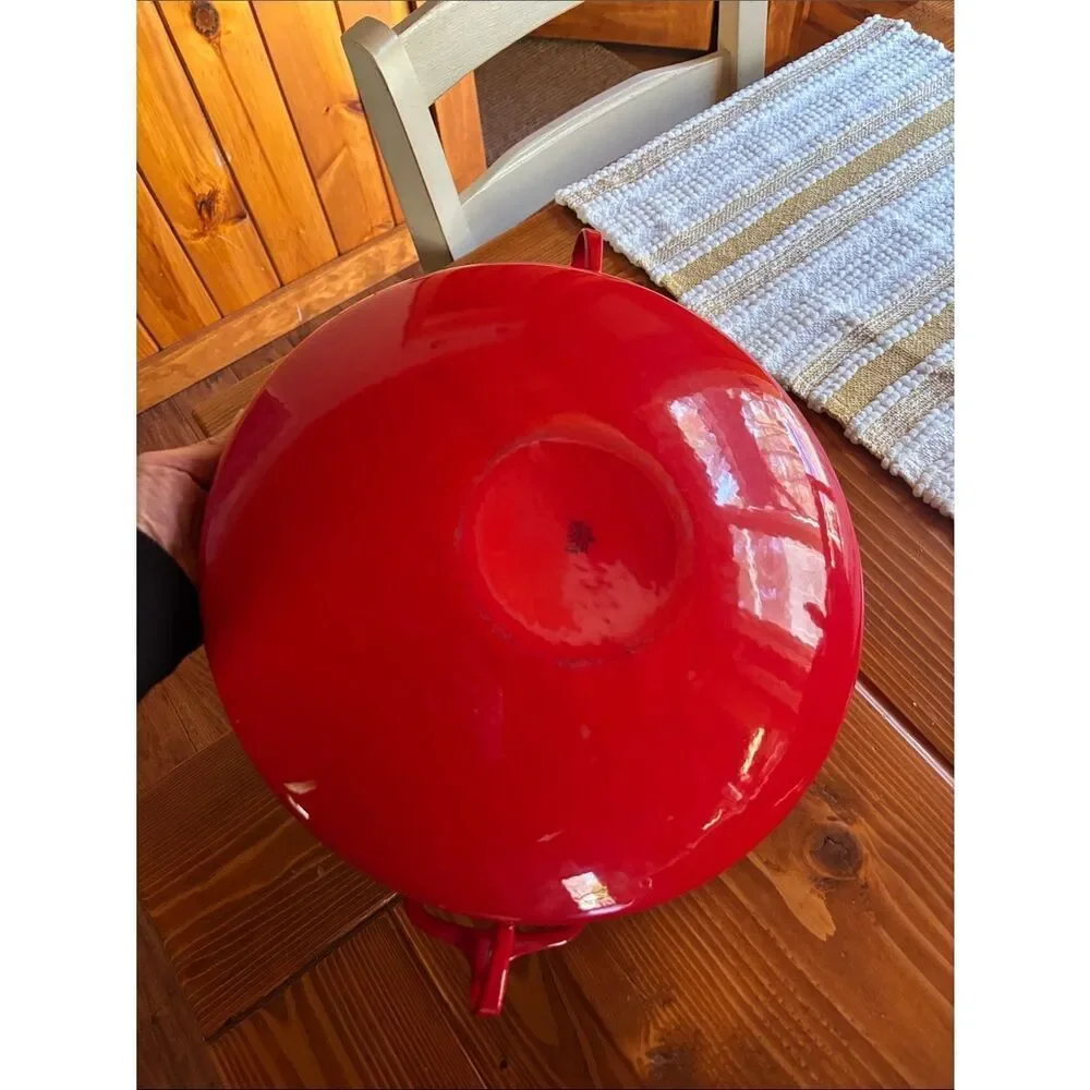 Dansk Red and White Enamel Braiser
